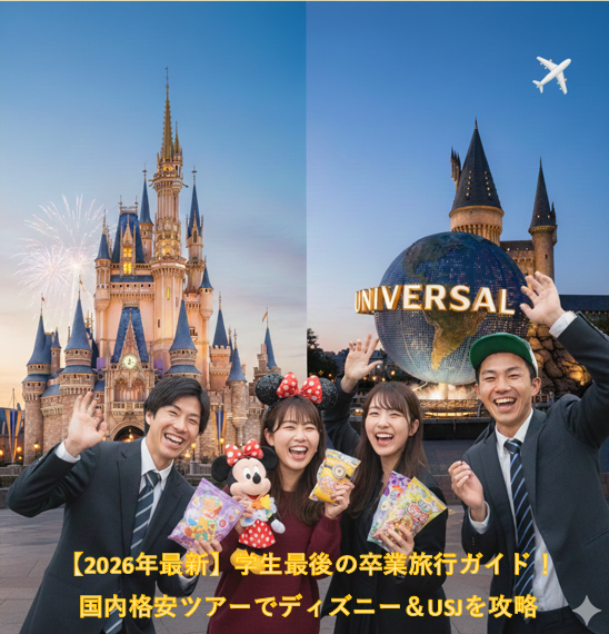 【2026年最新】学生最後の卒業旅行ガイド！国内格安ツアーでディズニー＆USJを攻略