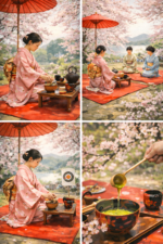 茶道と桜の下のひととき